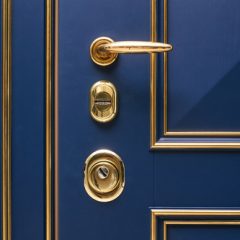 Classic,Wood,Entrance,Door,In,Dark,Blue,With,Carved,Panels
